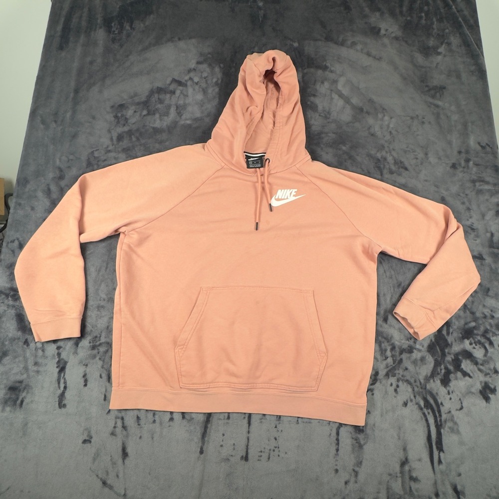 Nike Hoodie Womens XL Pink Raglan Sleeve Pullover Logo Sweatshirt